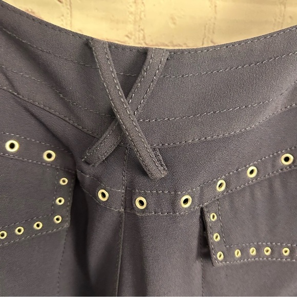 10 Crosby Derek Lam trendy navy blue preppy grommet embellished pants size 8 - Picture 10 of 13
